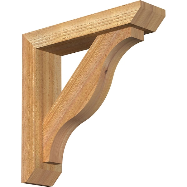 Ekena Millwork Funston Slat Rough Sawn Bracket w/ Offset Brace, Western Red Cedar, 4"W x 16"D x 16"H BKT0402X16X16FST06RWR - main